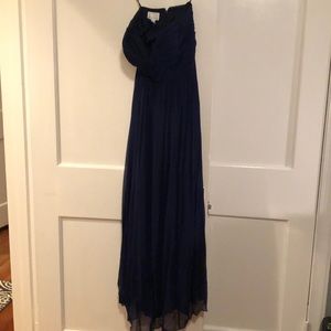 Strapless Donna Morgan bridesmaid dress